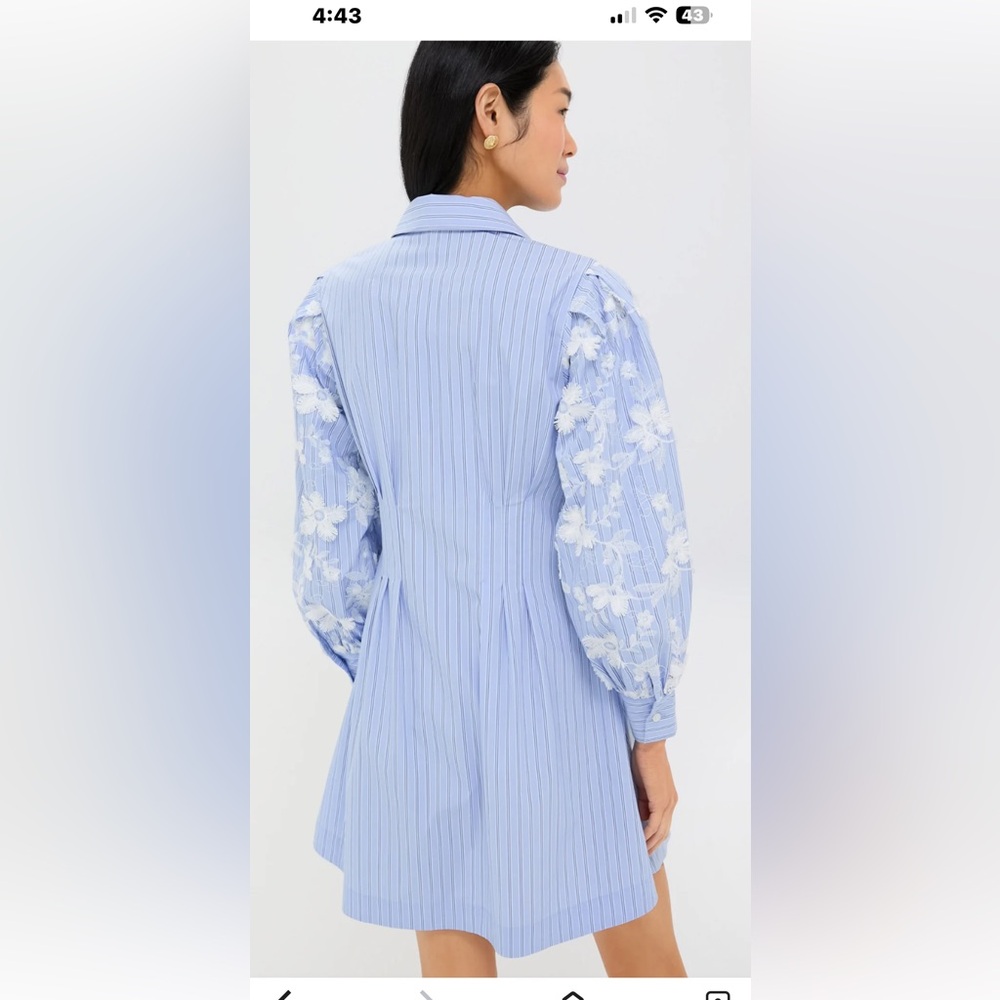 NWT TuckerNuck Blue Stripe Embroidery Mini Corinne Dress XXL - Picture 3 of 11
